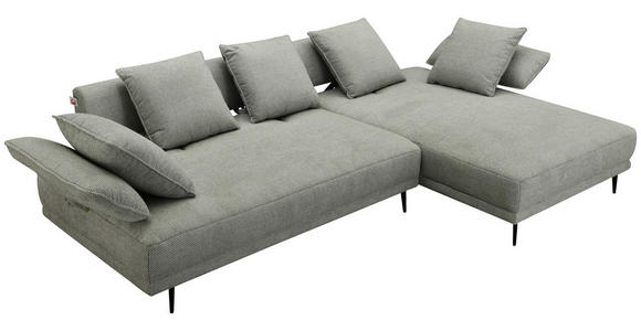 ECKSOFA in Mikrofaser Hellgrau  282/171 cm  - Hellgrau/Schwarz, Design, Textil/Metall (282/171cm) - Hom`in
