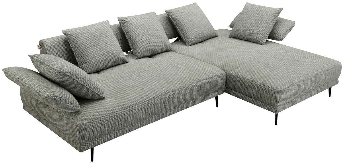 ECKSOFA in Mikrofaser Hellgrau  282/171 cm  - Hellgrau/Schwarz, Design, Textil/Metall (282/171cm) - Hom`in
