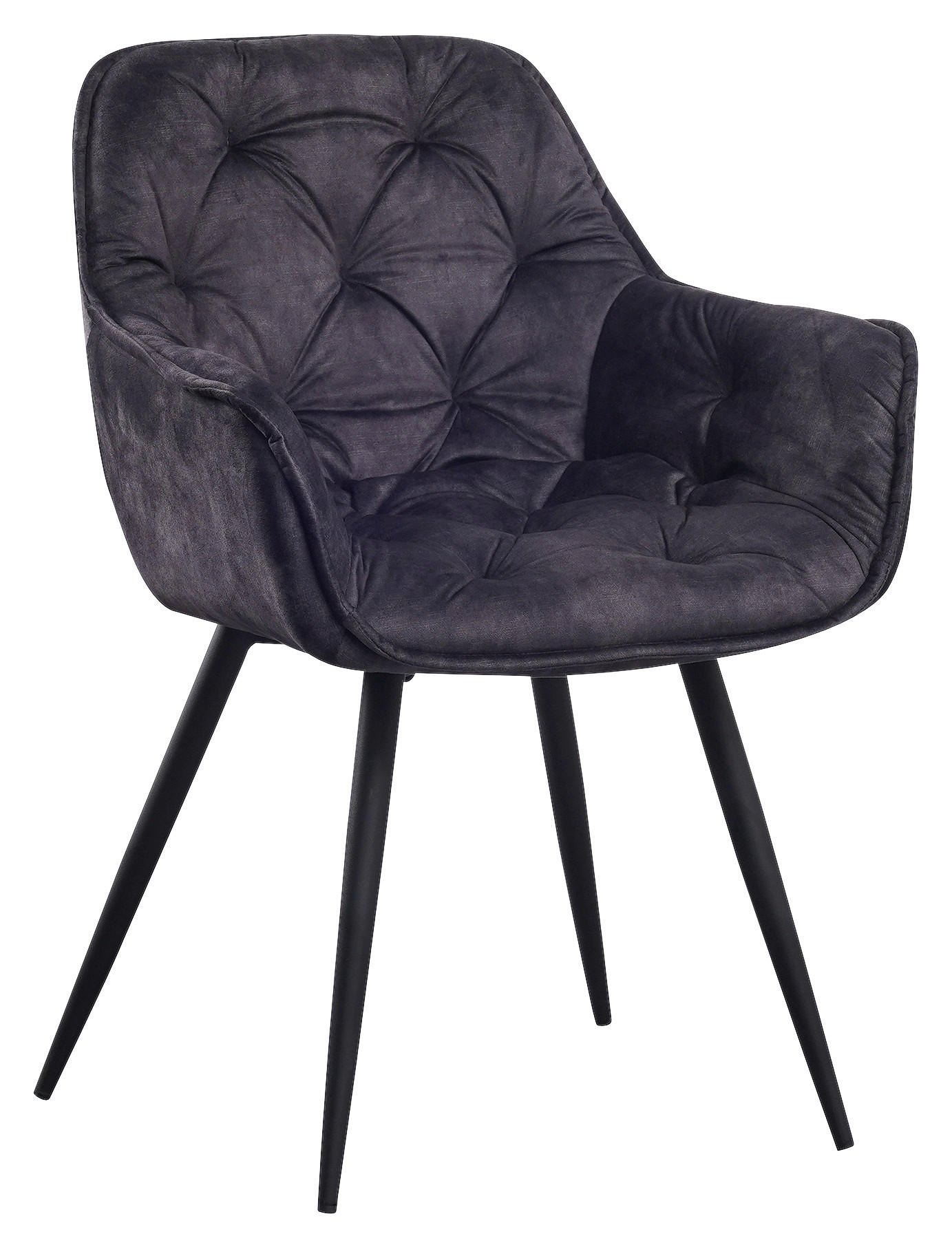 STUHL-SET 2 Stück  in Samt  - Anthrazit/Schwarz, KONVENTIONELL, Kunststoff/Textil (54/86/53cm) - MID.YOU