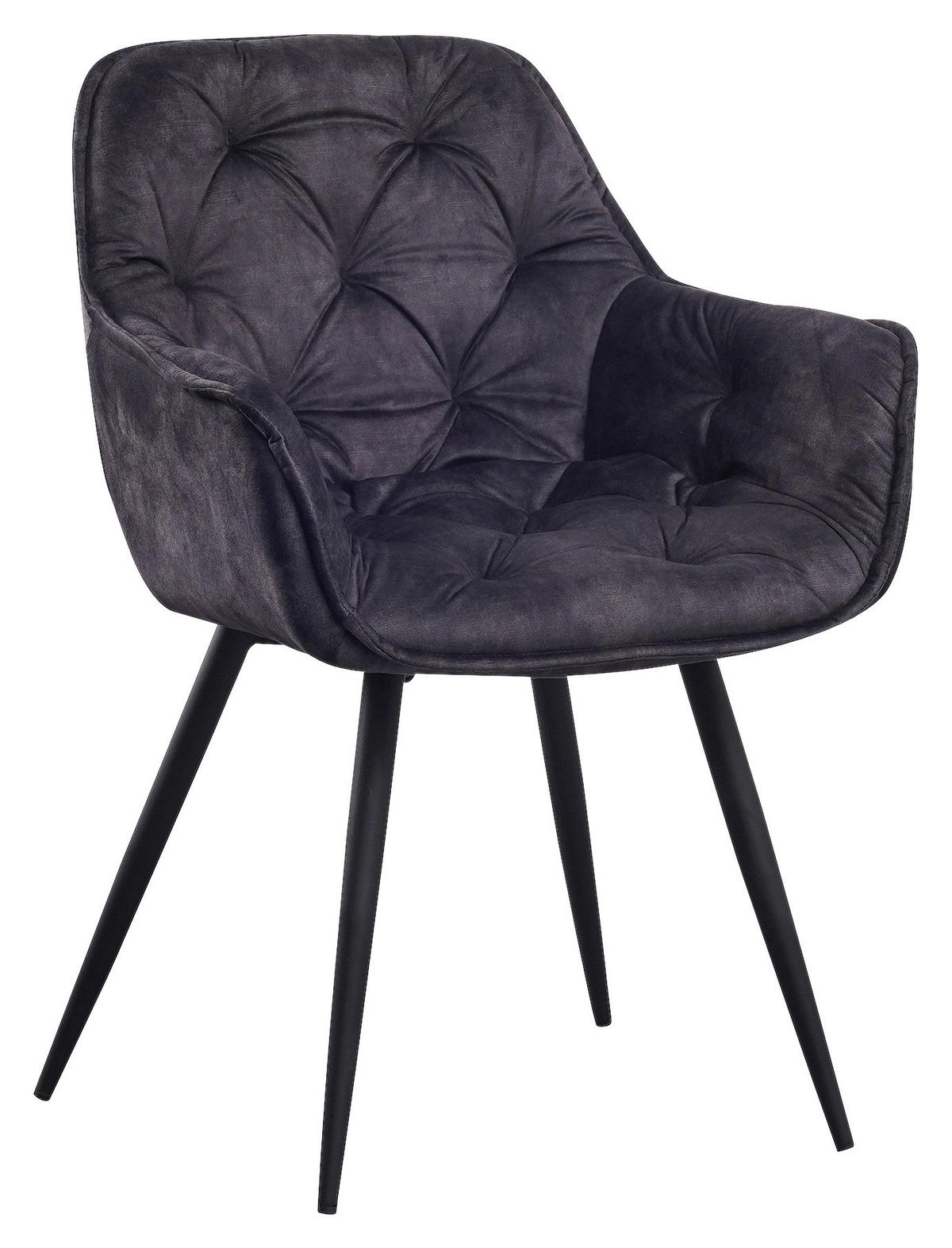 STUHL-SET 2 Stück  Samt  - Anthrazit/Schwarz, KONVENTIONELL, Kunststoff/Textil (54/86/53cm) - MID.YOU