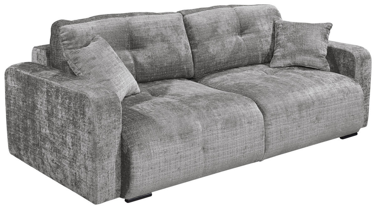 SCHLAFSOFA  mit Schlafen auf Sitzhöhe, Rücken echt, Armteil links, Armteil rechts Chenille Grau  - Schwarz/Grau, KONVENTIONELL, Kunststoff/Textil (235/88/120cm) - MID.YOU