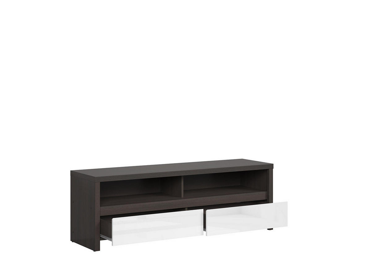 KOMODA POD TELEVIZI, barvy wenge, vysoce lesklá bílá, 143,5/48,5/40,5 cm - bílá/černá, Basics, kompozitní dřevo/plast (143,5/48,5/40,5cm) - Hom`in