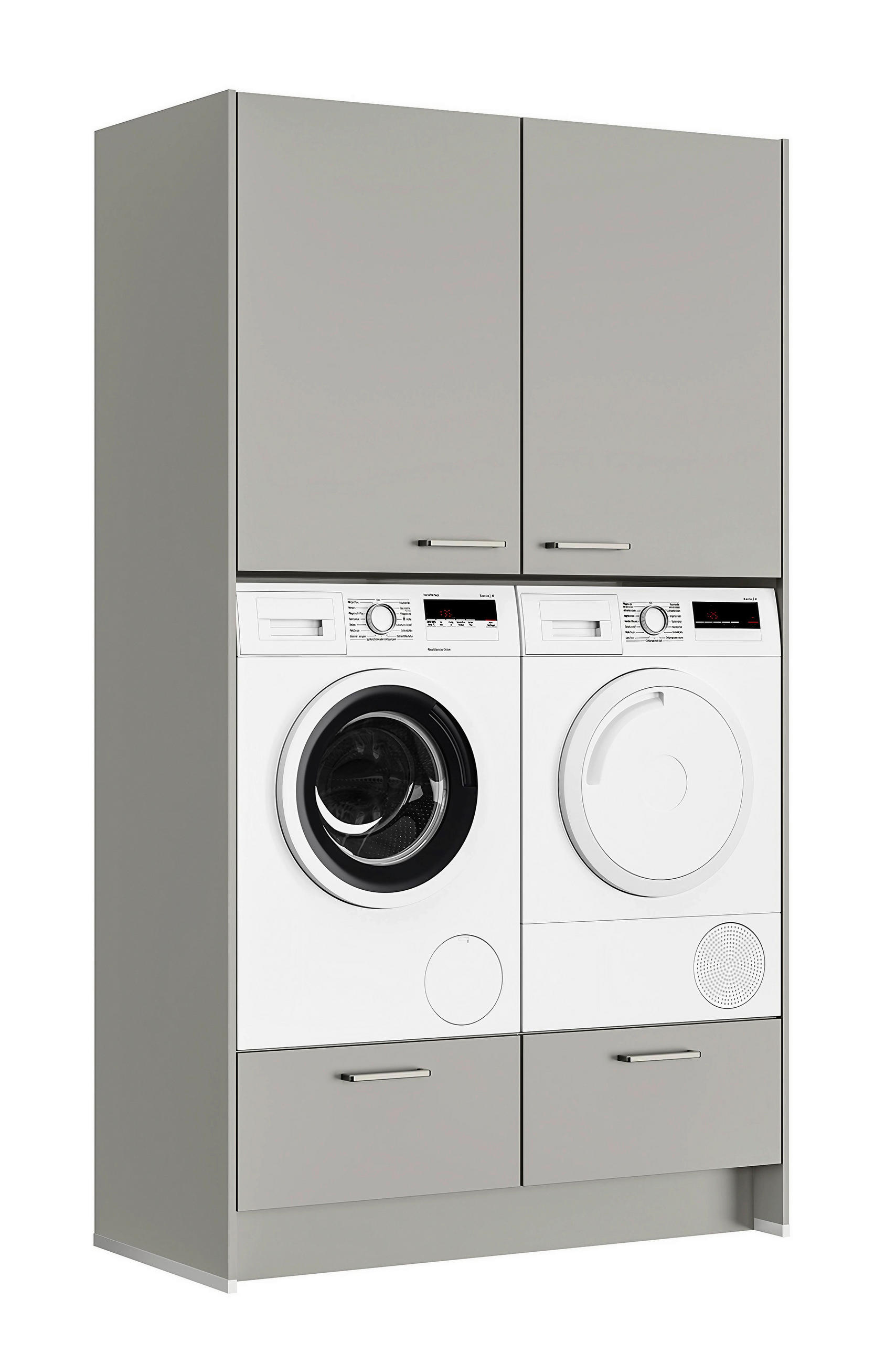 WASCHMASCHINENSCHRANK 123,2/216,6/58,3 cm  in Grau  - Edelstahlfarben/Weiß, MODERN, Holzwerkstoff/Metall (123,2/216,6/58,3cm) - Nobilia