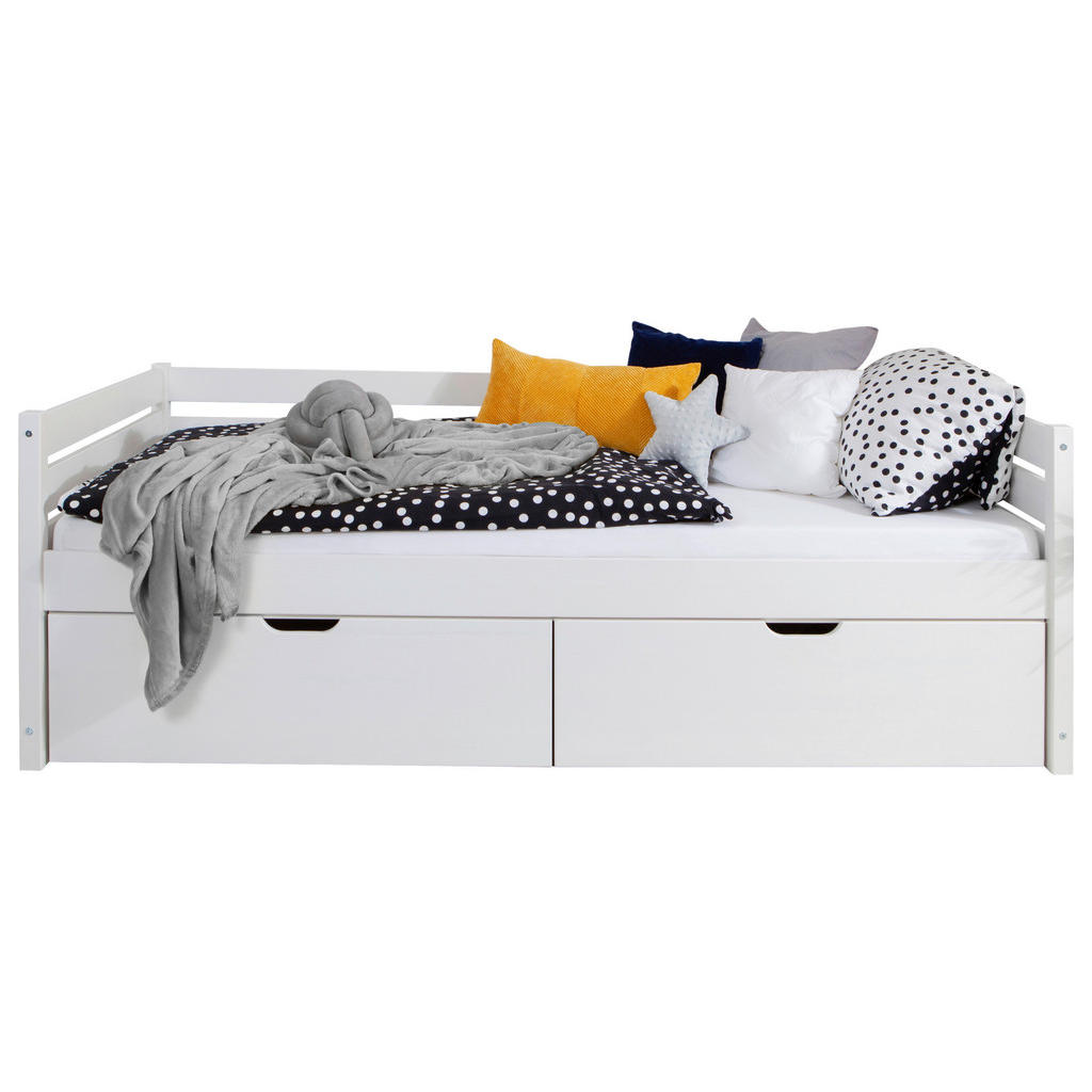 Thumbnail - Mid.you Stauraumbett, Weiß, Holz, Kiefer, massiv, 100x200 cm, für Rollrost geeignet, Schlafzimmer, Betten, Stauraumbette...