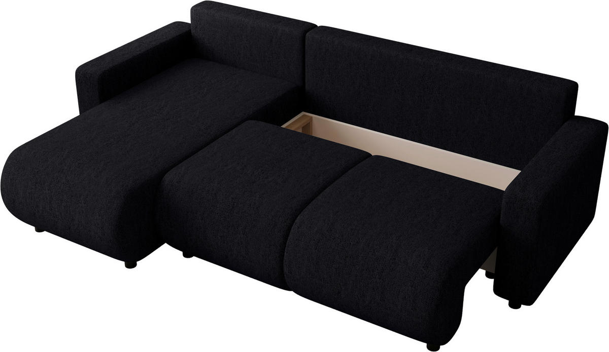 ECKSOFA Schwarz Webstoff  - Schwarz, MODERN, Kunststoff/Textil (150/240cm) - Xora