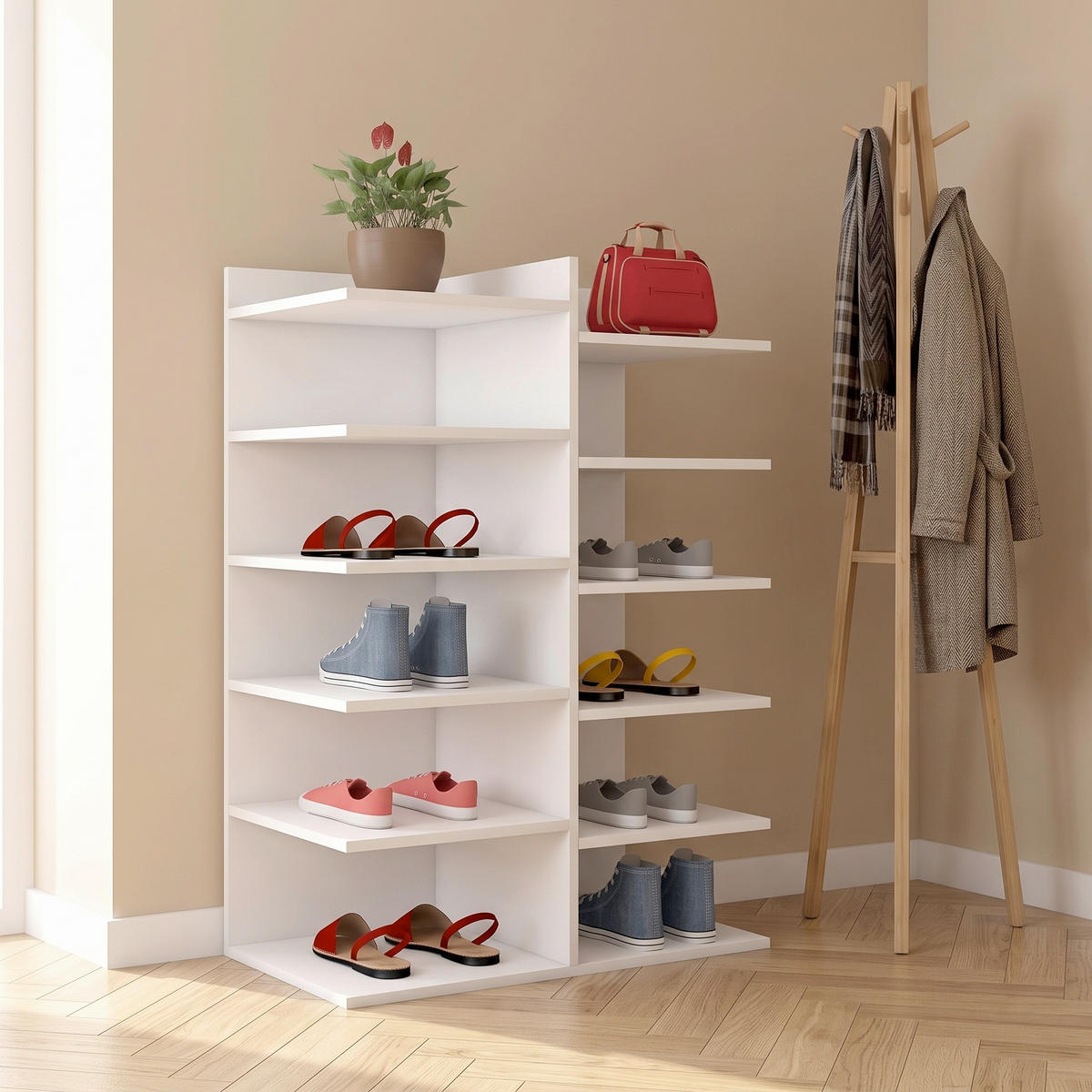 STALAK ZA OBUĆU  bijela  drvni materijal     - bijela, Basics, drvni materijal (60/80/30cm) - MID.YOU