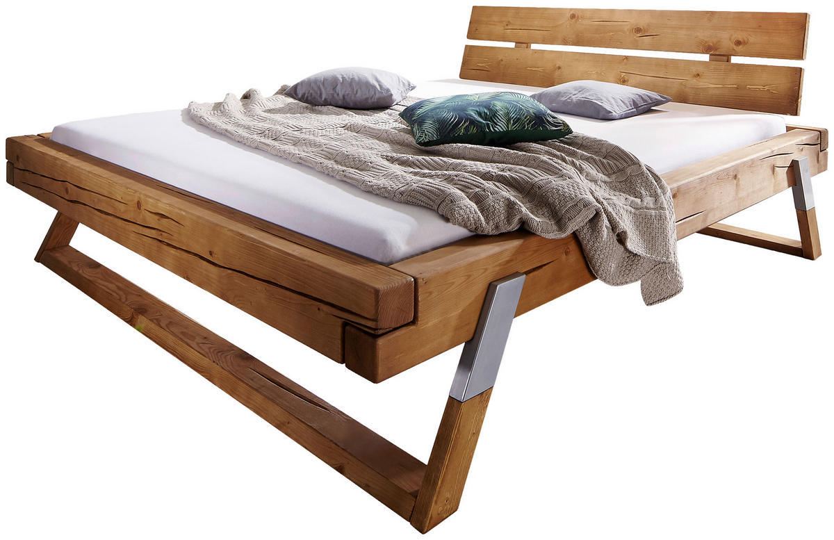 BALKENBETT - Eichefarben/Honig, KONVENTIONELL, Holz/Metall (200/200cm) - Livetastic