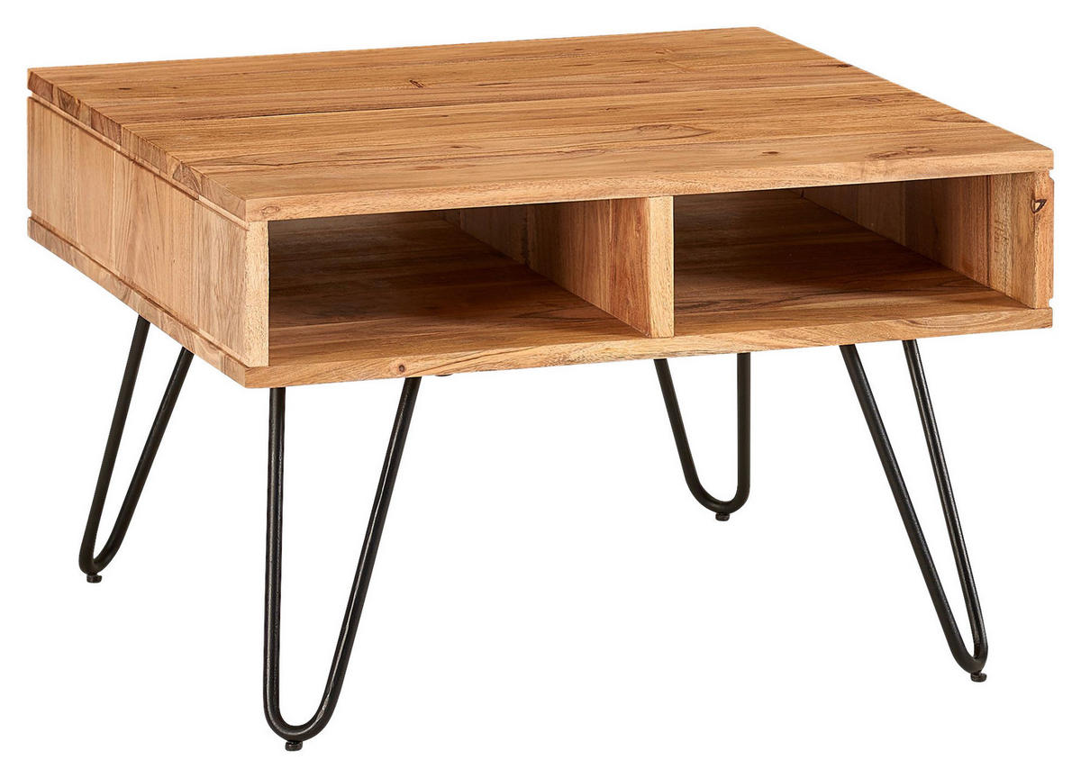 COUCHTISCH in Holz 60/60/40 cm  - Schwarz/Akaziefarben, Modern, Holz/Metall (60/60/40cm) - MID.YOU