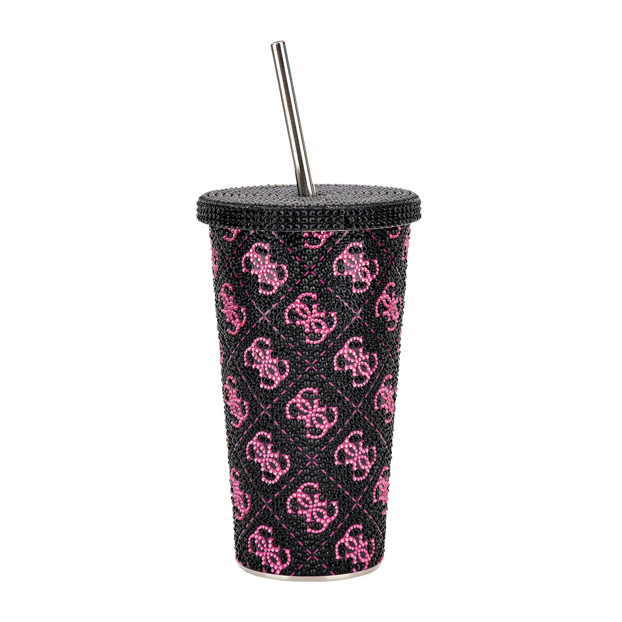 ČAŠA TO GO  0,500 l  PEONY  - crna, Konvencionalno, metal/tekstil (8/17cm) - Guess