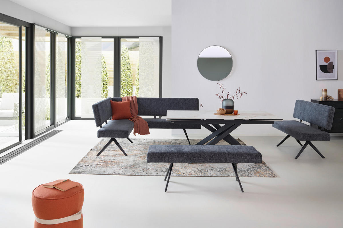 ECKBANK 190/150 cm  in Dunkelgrau  - Dunkelgrau/Schwarz, KONVENTIONELL, Textil/Metall (190/150cm) - MID.YOU