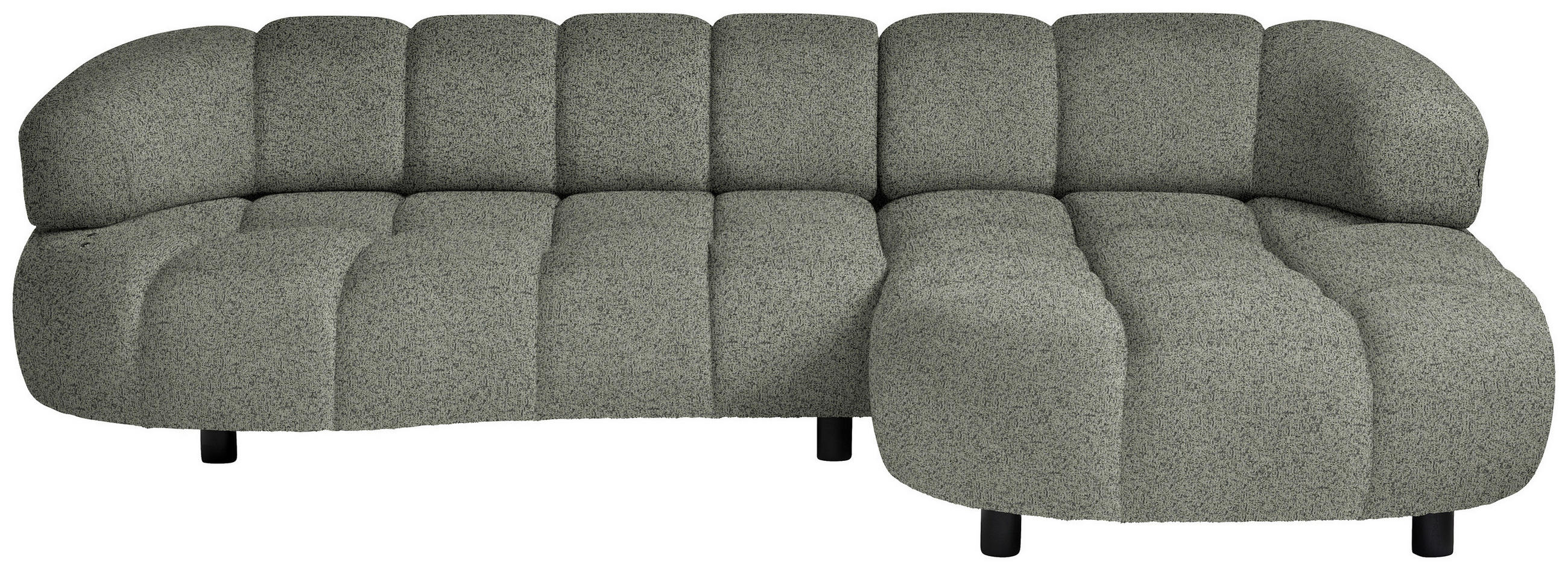 ECKSOFA Graubraun Webstoff  - Graubraun/Schwarz, Design, Holz/Textil (284/183cm) - Welnova