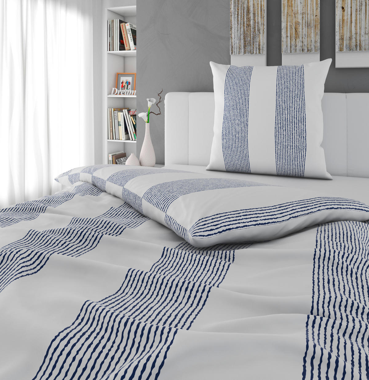 BETTWÄSCHE Satin 155/220 cm  - Blau/Weiß, Design, Textil (155/220cm) - Novel