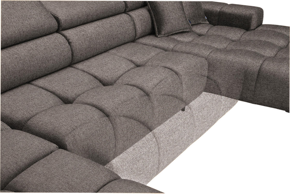 WOHNLANDSCHAFT in Webstoff Greige  - Greige/Schwarz, Design, Textil/Metall (216/385/177cm) - Welnova