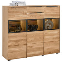 HIGHBOARD  in 150/130/40 cm  - Eichefarben/Schwarz, Trend, Glas/Holz (150/130/40cm) - SetOne by Musterring