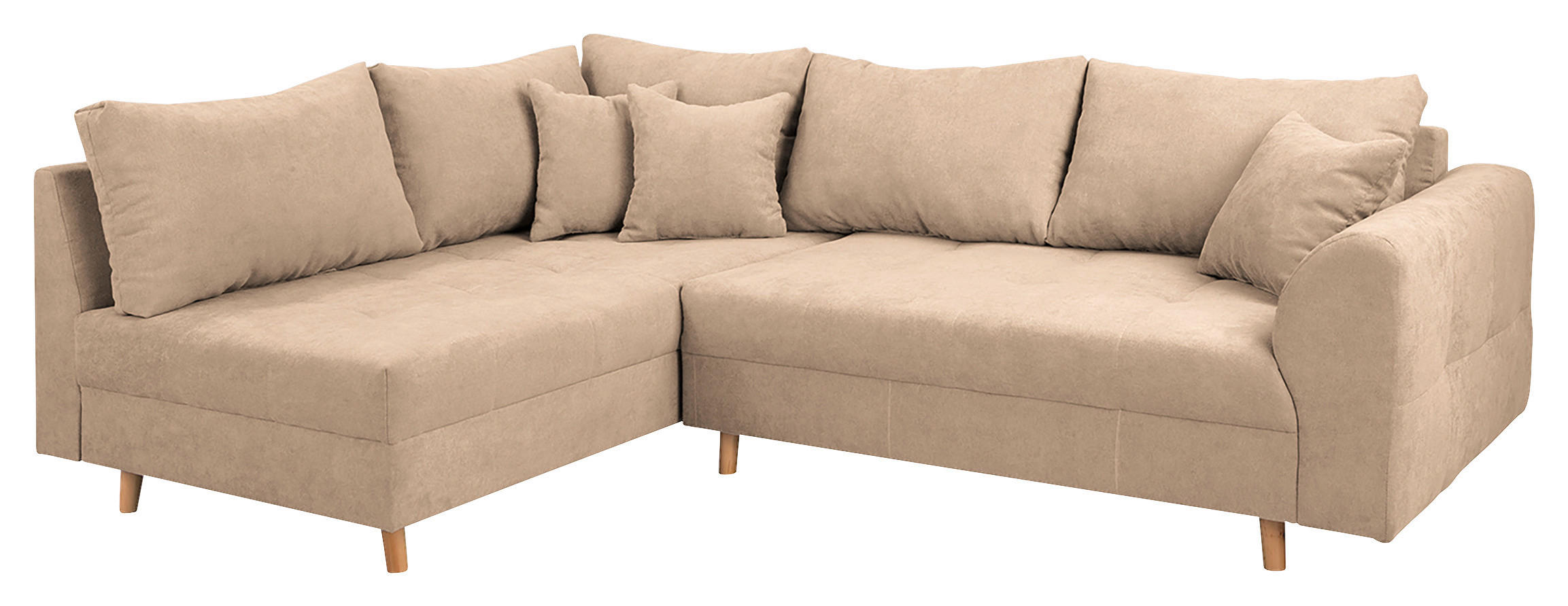 ECKSOFA Mikrofaser Creme  - Creme/Naturfarben, Design, Holz/Textil (161/231cm) - P & B