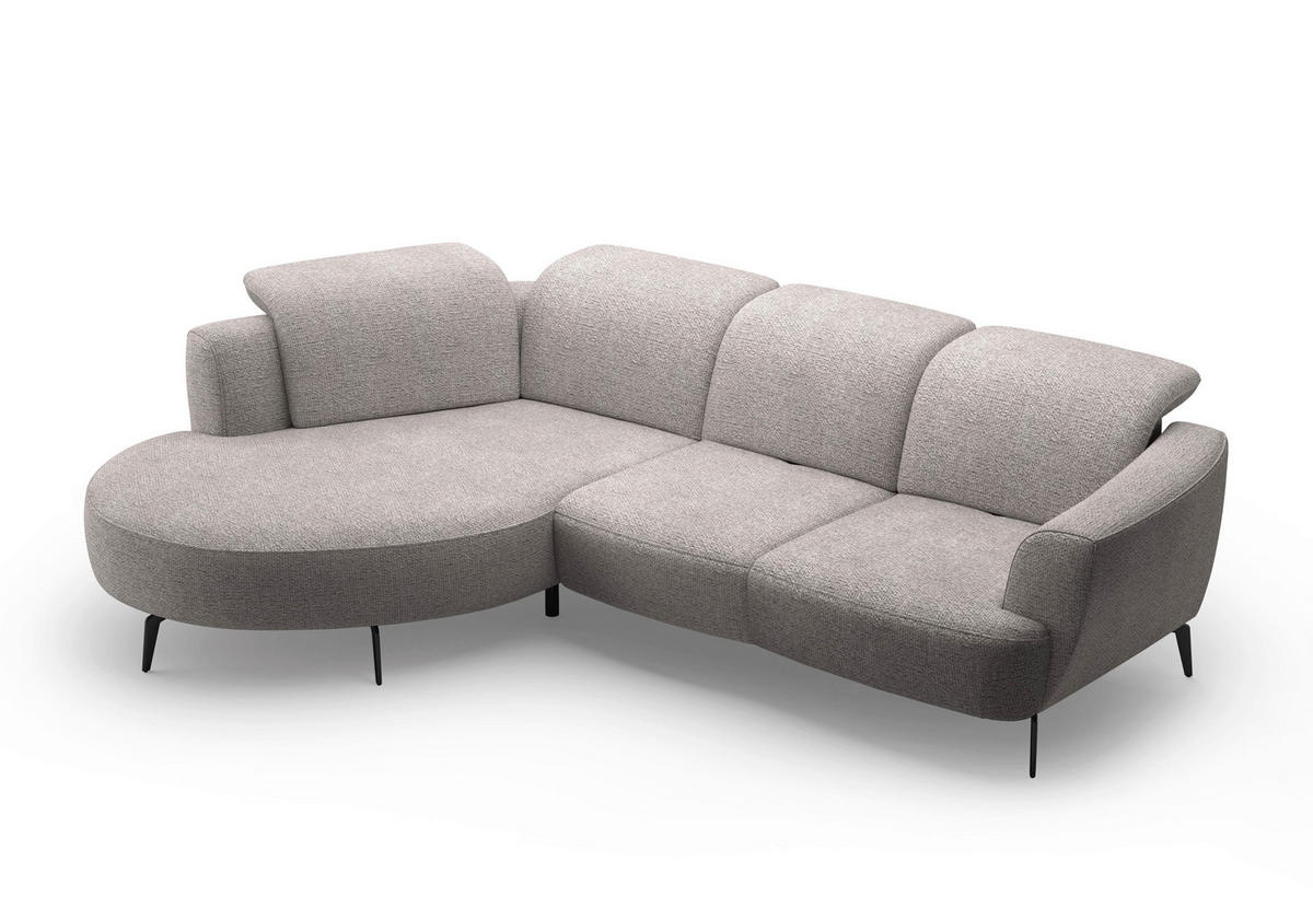 ECKSOFA in Chenille Silberfarben  199/309 cm  - Silberfarben/Schwarz, KONVENTIONELL, Textil/Metall (199/309cm) - Sit & More