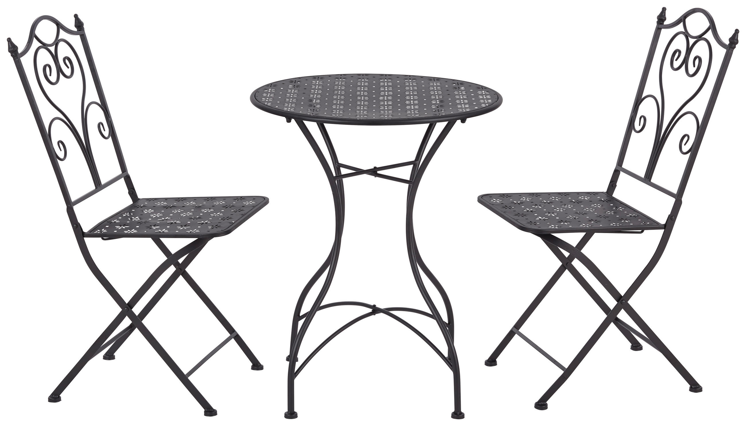 BALKONSZETT  3 részes  - sötétszürke, Romantik / Landhaus, fém (60/42/73/90/60/53cm) - Ambia Garden