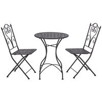 BALKONSET  3-teilig  - Dunkelgrau, ROMANTIK / LANDHAUS, Metall (60/42/73/90/60/53cm) - Ambia Garden