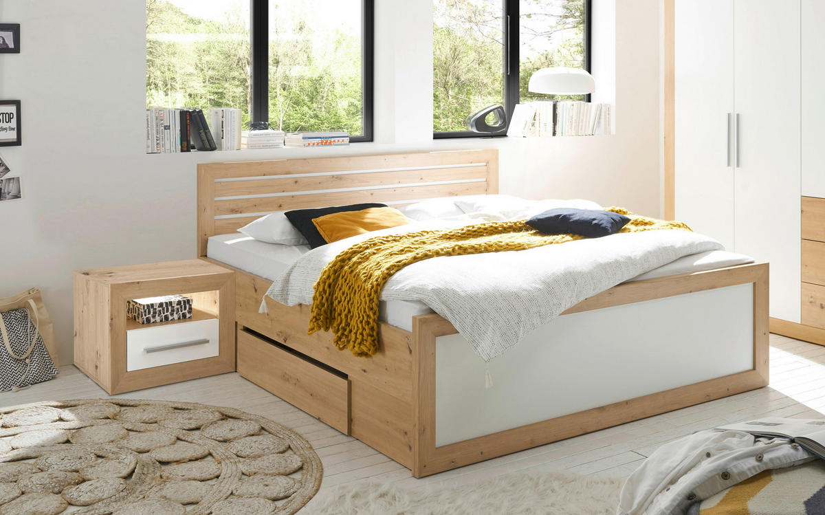 SPAVAĆA SOBA    180/200 cm  - bijela/boje hrasta, Konvencionalno, drvni materijal (180/200cm) - MID.YOU
