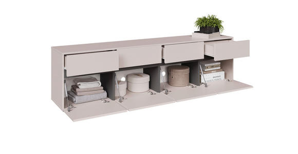 LOWBOARD  200/52,8/40 cm 4 Schublade(n) stehend, in verschiedenen Holzdekoren erhältlich  - Kaschmir/Schwarz, Design, Holzwerkstoff (200/52,8/40cm) - Xora