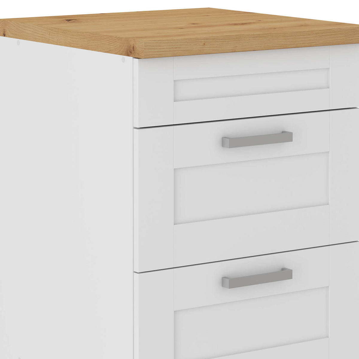KÜCHENUNTERSCHRANK 60/86/60 cm  in Weiß  - Silberfarben/Eiche Artisan, ROMANTIK / LANDHAUS, Holzwerkstoff/Metall (60/86/60cm) - MID.YOU