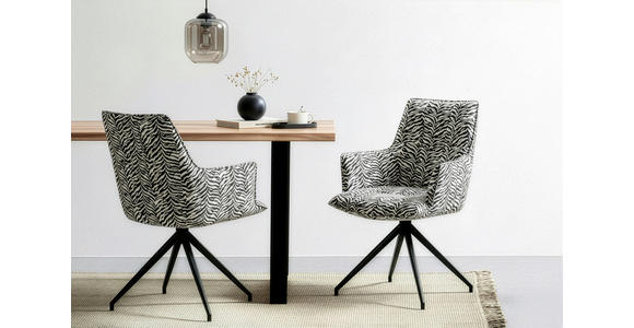 ARMLEHNSTUHL  in Eisen Jacquard  - Schwarz/Weiß, Design, Textil/Metall (59/89,5/63cm) - Novel