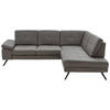 ECKSOFA in Lederlook, Mikrofaser Dunkelgrau  - Dunkelgrau/Schwarz, Design, Textil/Metall (261/220cm) - Beldomo System