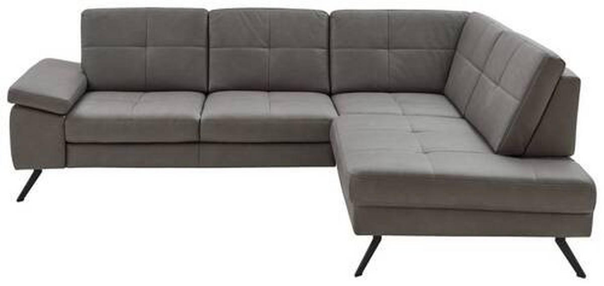 ECKSOFA in Lederlook, Mikrofaser Dunkelgrau  - Dunkelgrau/Schwarz, Design, Textil/Metall (261/220cm) - Beldomo System