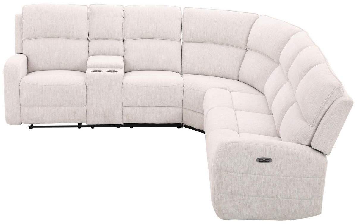 ECKSOFA  Weiß Leinenoptik  - Schwarz/Weiß, KONVENTIONELL, Holz/Kunststoff (240/102/265cm) - Livetastic