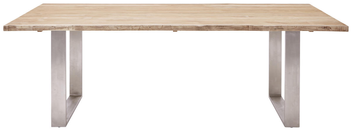 GARTENTISCH 220/95/76 cm Metall rechteckig  - Silberfarben/Teakfarben, Design, Holz/Metall (220/95/76cm)