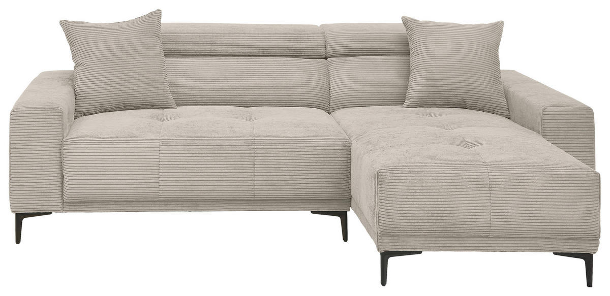 ECKSOFA Cord Beige  - Beige/Schwarz, Basics, Textil/Metall (250/183cm) - Livetastic