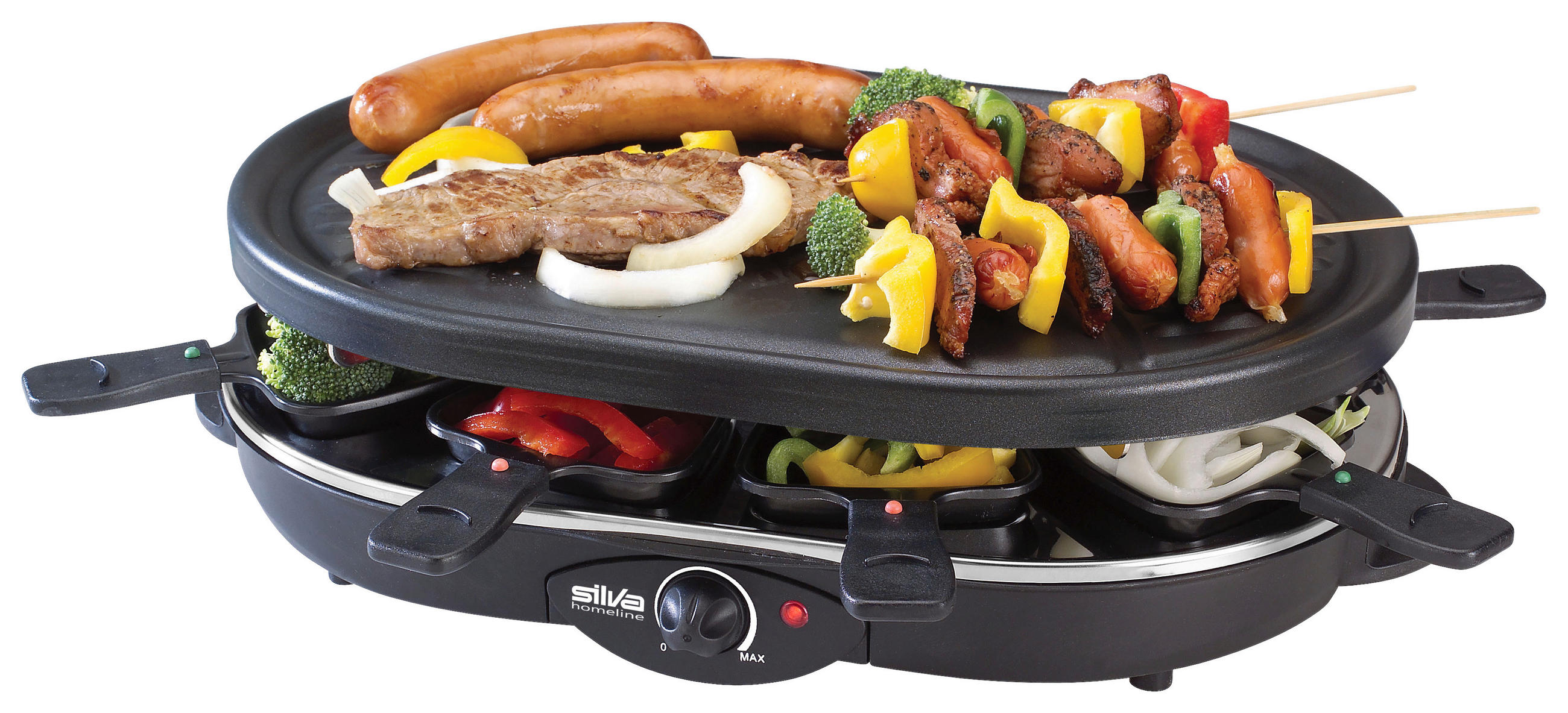 RACLETTE-GRILL SILVA PK-RK 083  - Schwarz, KONVENTIONELL, Kunststoff/Stein (42/32/12,5cm) - Silva Homeline