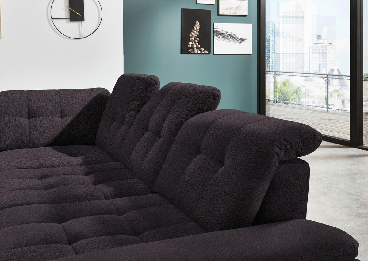 ECKSOFA in Chenille Schwarz  - Chromfarben/Schwarz, Design, Textil/Metall (260/310cm) - Beldomo Speed