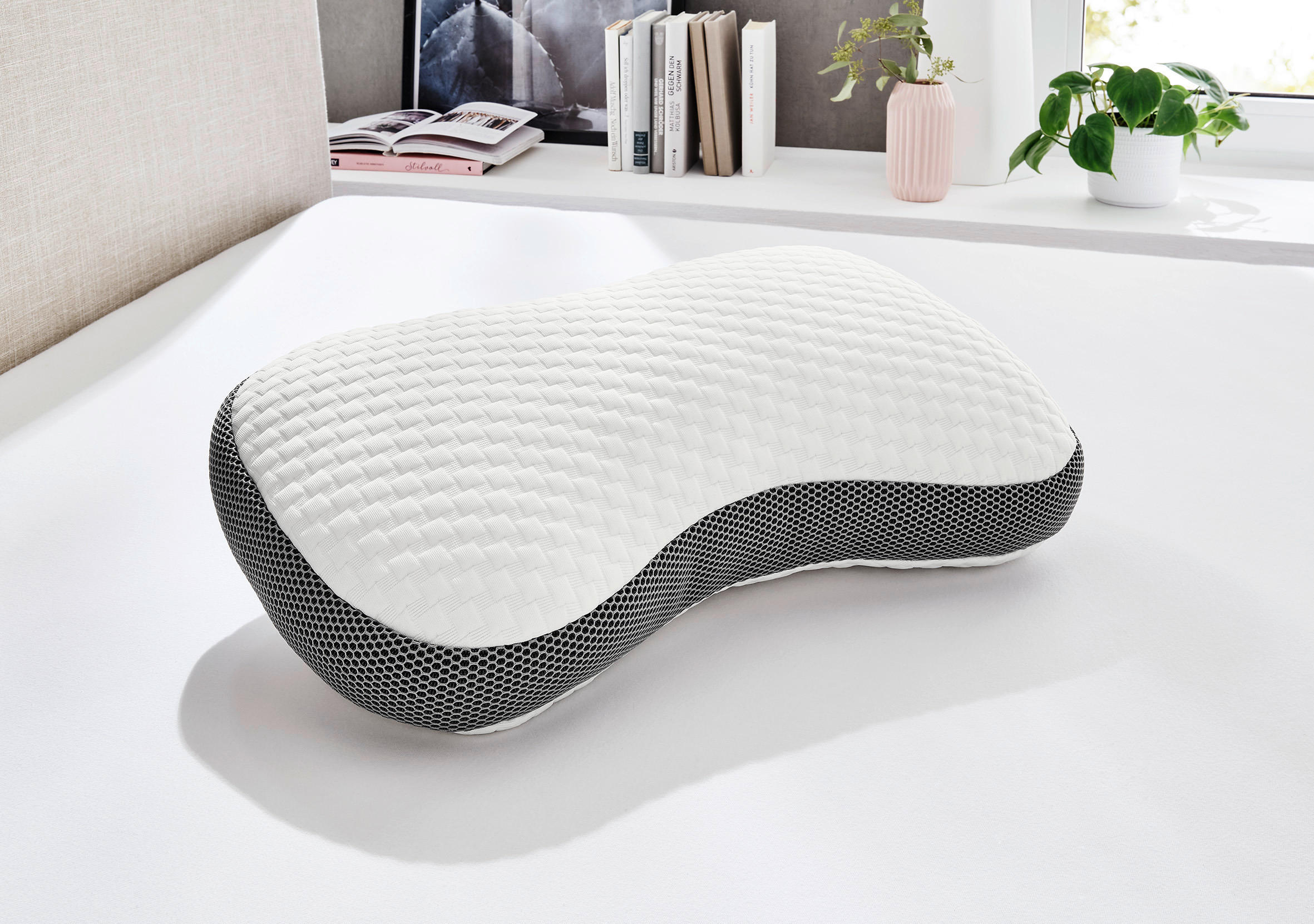 NACKENSTÜTZKISSEN   - Schwarz/Weiß, KONVENTIONELL, Textil (60/15/36cm) - Livetastic