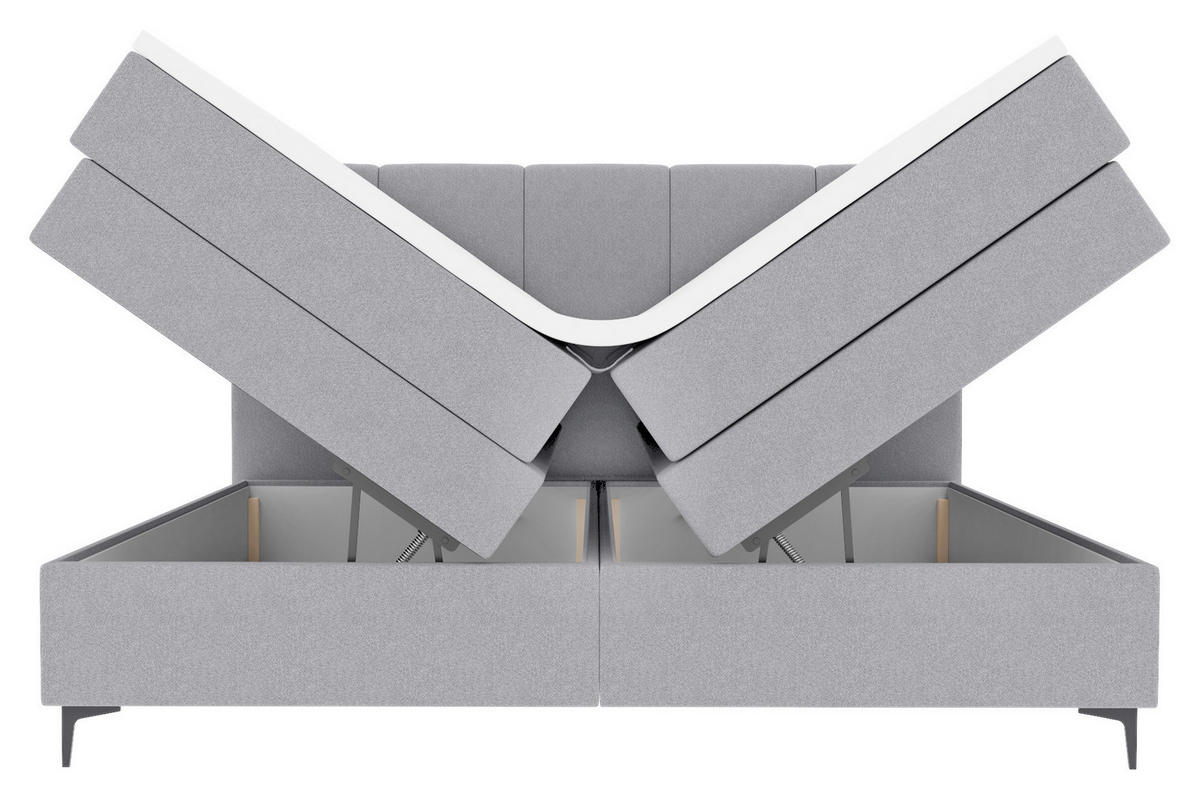 BOXSPRINGBETT 180/200 cm  in Hellgrau  - Hellgrau/Schwarz, KONVENTIONELL, Textil/Metall (180/200cm) - Boxxx