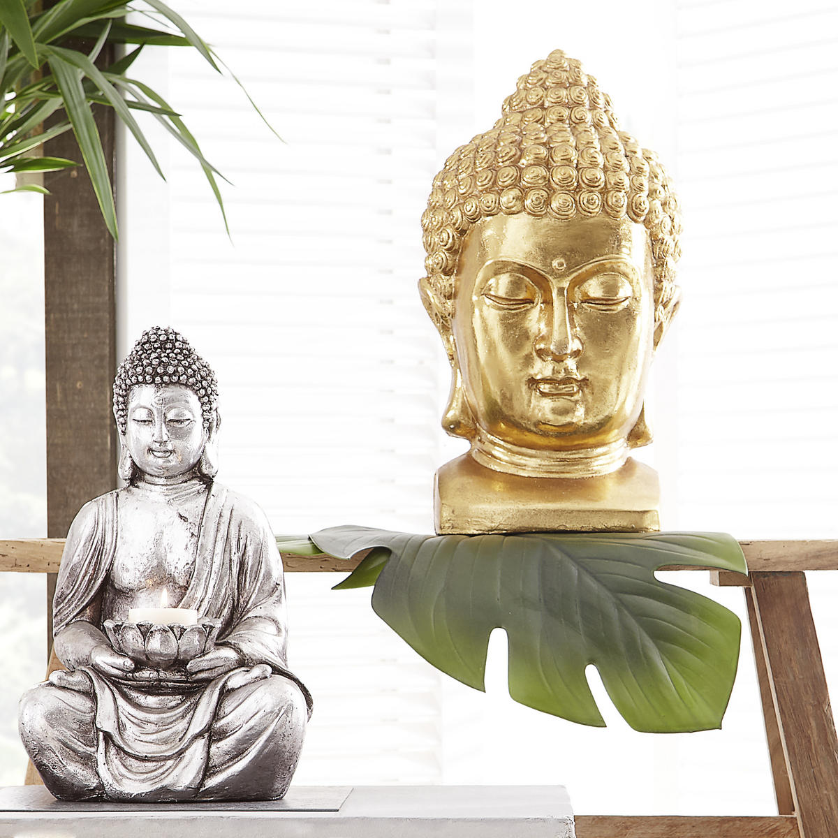 BUDDHAKOPF 27/47/25 cm  - Goldfarben, LIFESTYLE, Kunststoff (27/47/25cm)