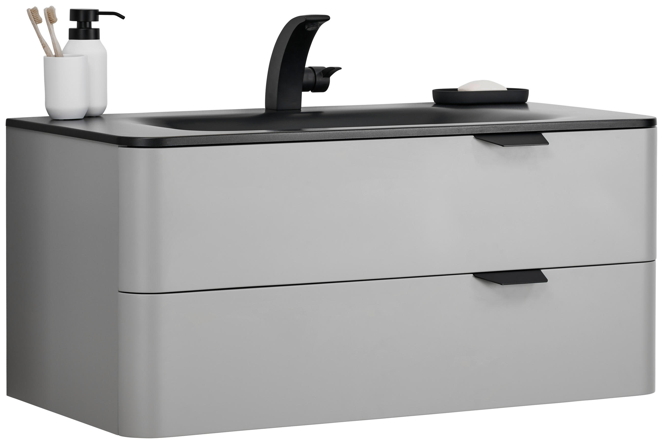 home24 Waschtischkombi Veluto Grau, Schwarz 100 cm
