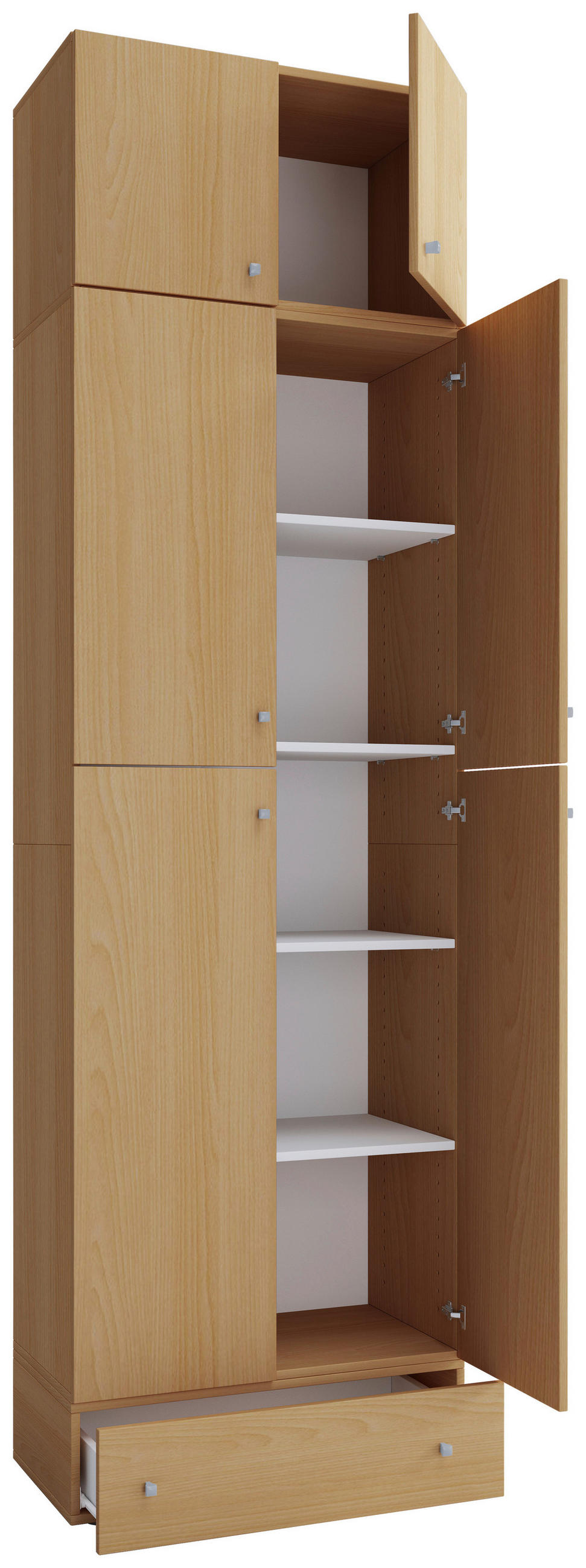 KLEIDERSCHRANK 70/240/39 cm 6-türig Buchefarben  - Buchefarben/Grau, MODERN, Holzwerkstoff/Kunststoff (70/240/39cm) - MID.YOU