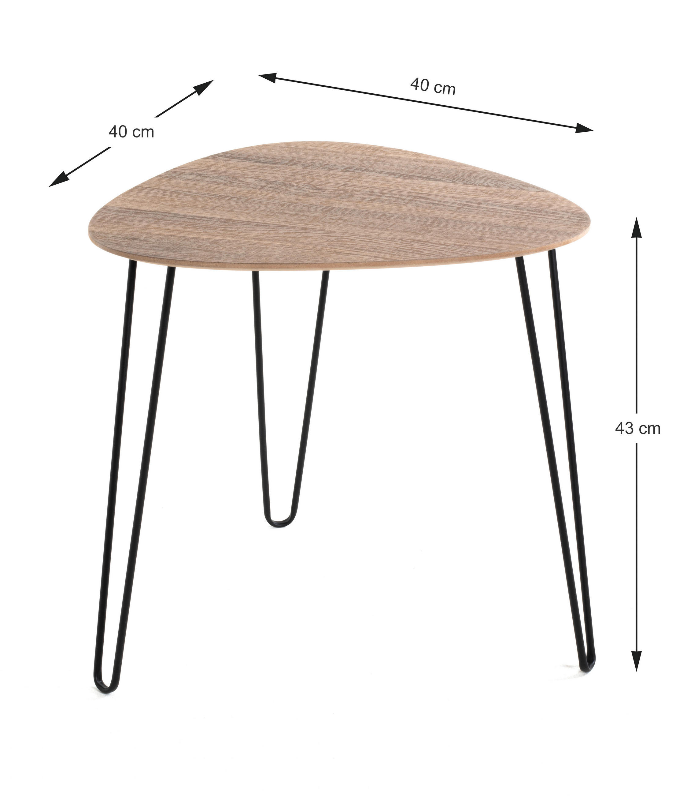 POMOĆNI STOČIĆ   - boja hrasta/crna, Moderno, metal/pločasti materijal (40/40/43cm) - Zandiara
