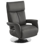 RELAXSESSEL in Leder Dunkelgrau  - Edelstahlfarben/Dunkelgrau, Design, Leder/Metall (78/112/85cm) - Cantus