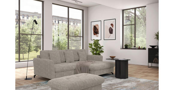 ECKSOFA in Flachgewebe, Leinenoptik Hellbraun 242/170 cm - Hellbraun/Schwarz, Design, Textil/Metall (242/170cm) - Xora