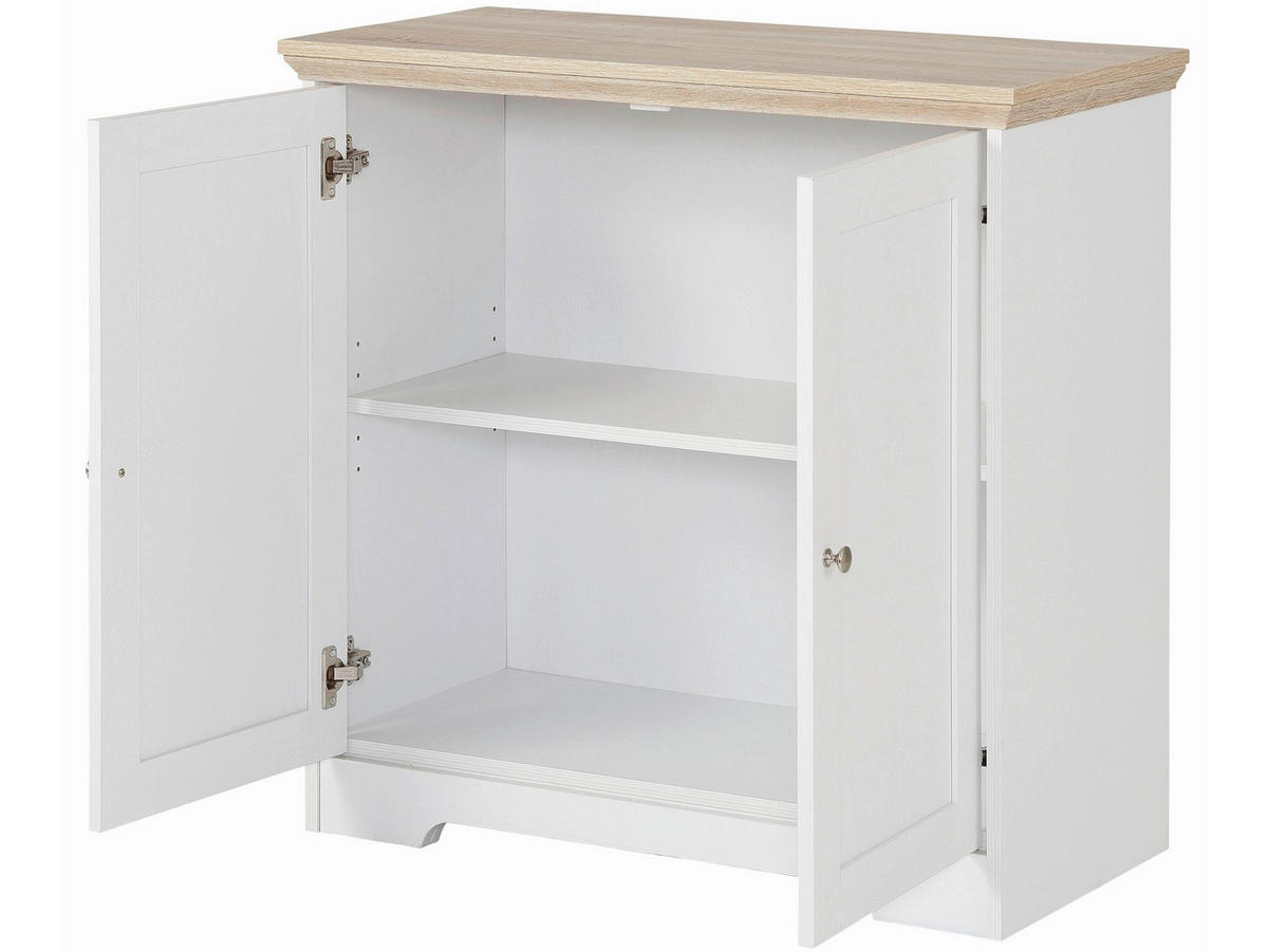 SCHUHSCHRANK NANTES  in 82/80/39 cm  - Eichefarben/Weiß, Design, Holzwerkstoff (82/80/39cm) - Livetastic