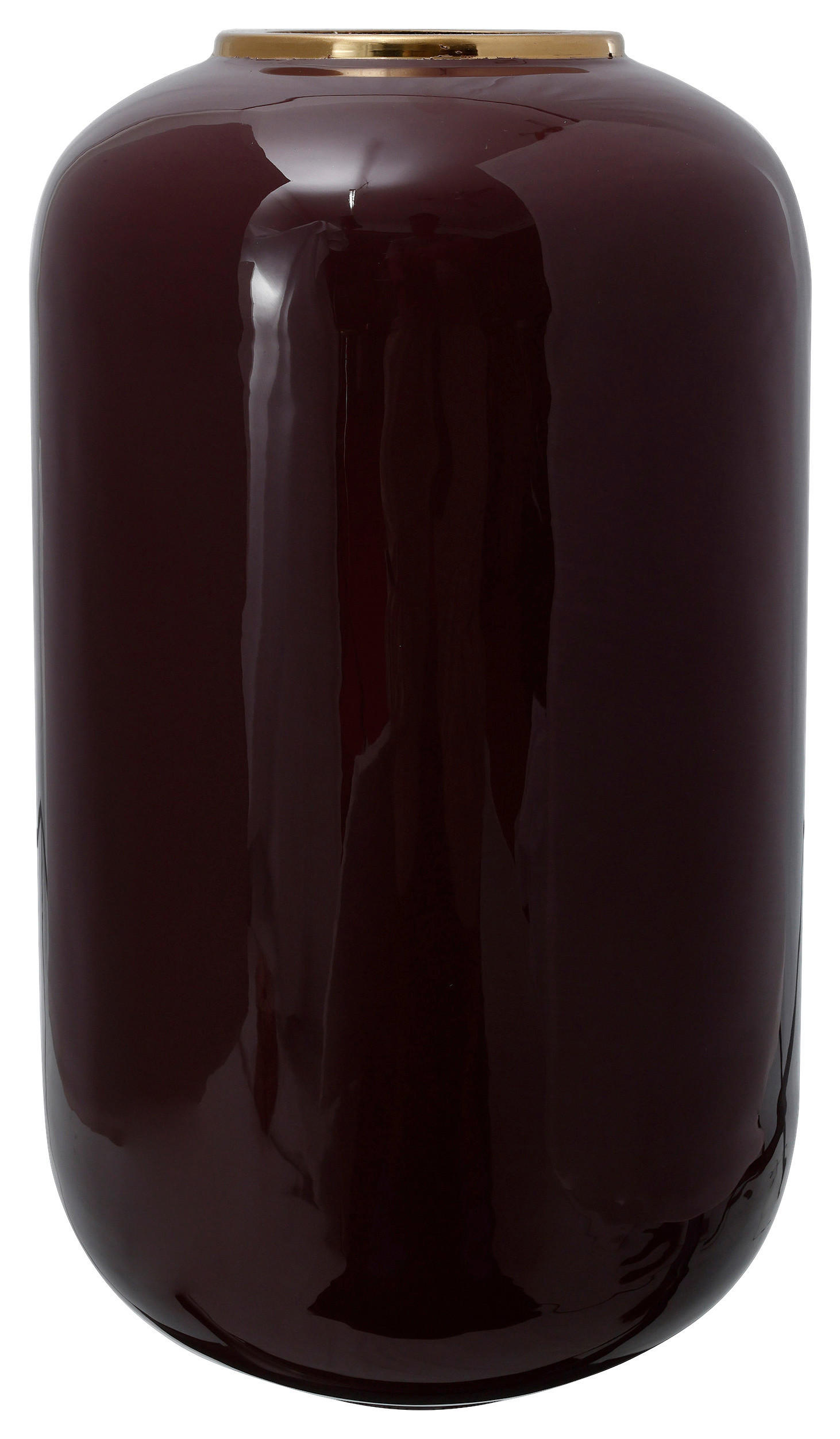 VASE  - Bordeaux/Goldfarben, Trend, Metall (24/24/50cm) - Kayoom