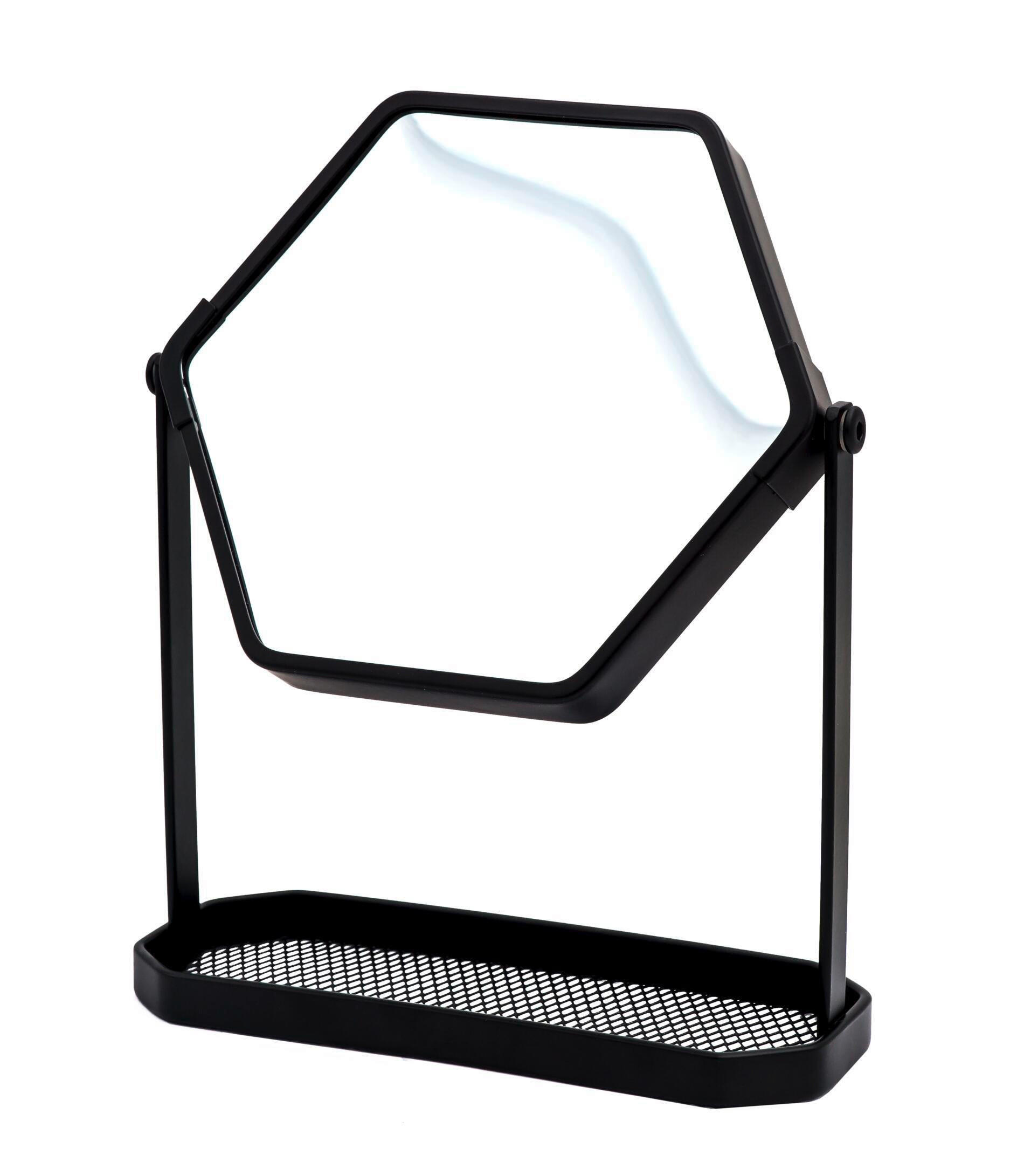 SCHMINKSPIEGEL  - Schwarz, Basics, Glas/Metall (19/23cm) - Sadena