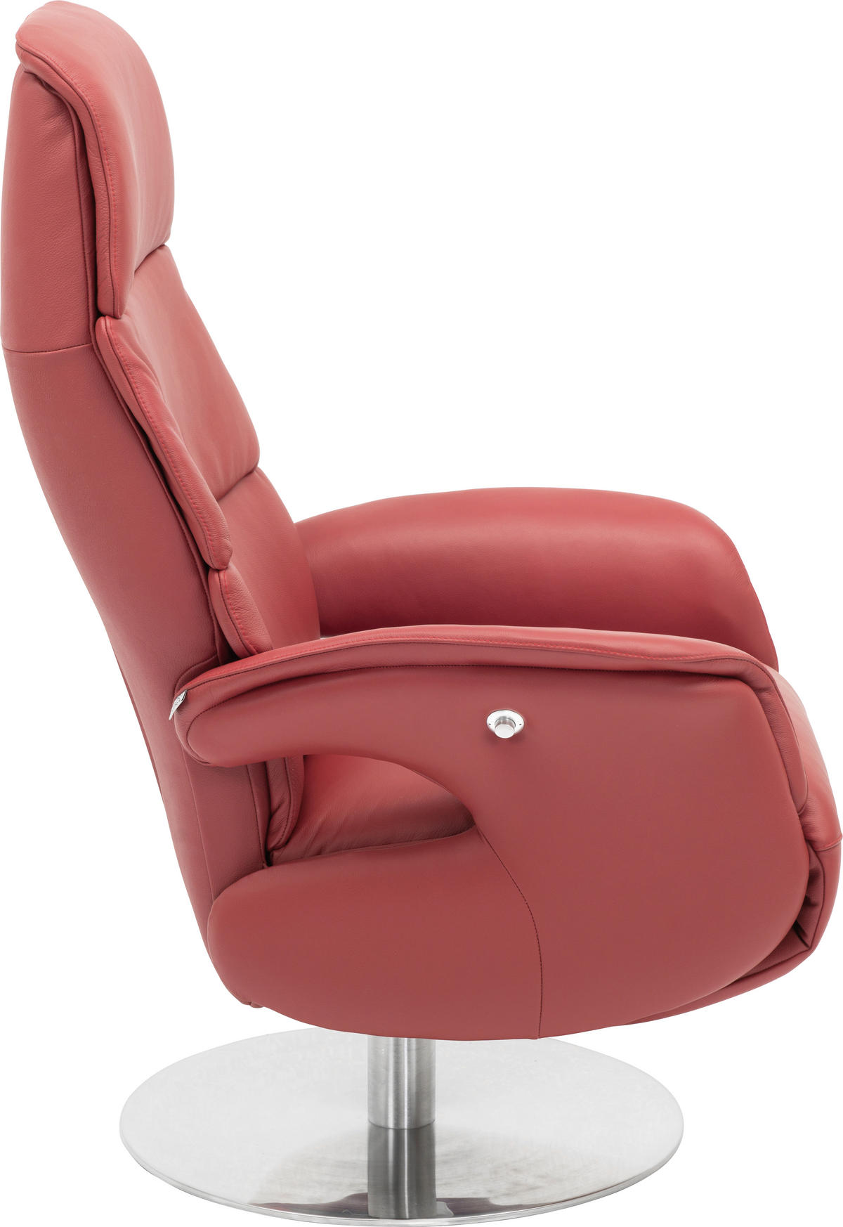 RELAXSESSEL Echtleder Relaxfunktion    - Rot, Design, Leder/Metall (71/112/80cm) - Welnova
