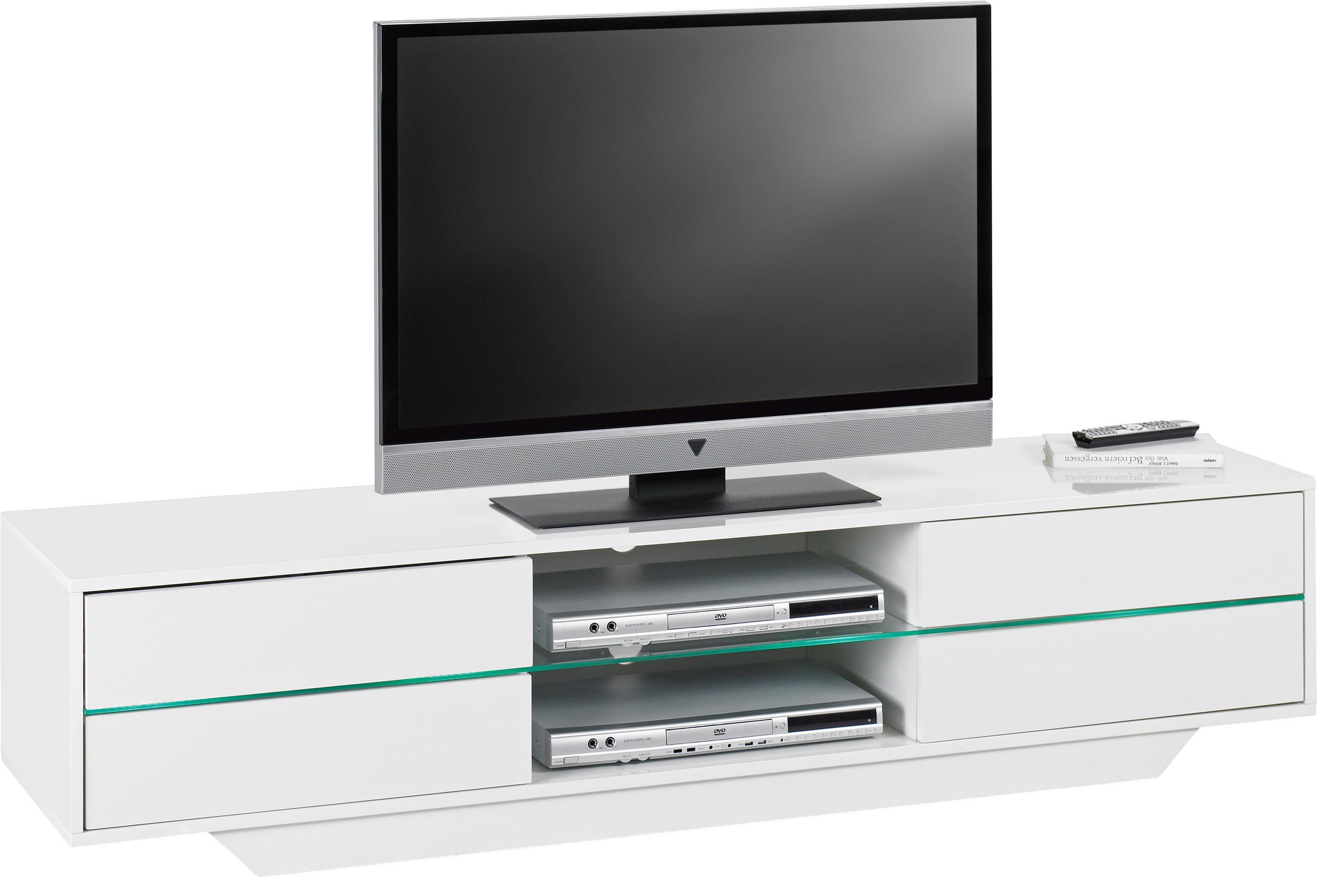 TV-ELEMENT - Weiß Hochglanz, Design, Glas/Holzwerkstoff (160/36/40cm)