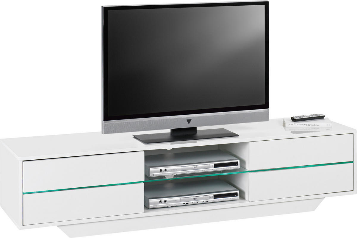TV-ELEMENT  in 160/36/40 cm  - Weiß Hochglanz, Design, Glas/Holzwerkstoff (160/36/40cm)