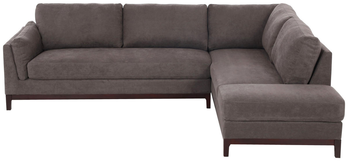 ECKSOFA Grau Webstoff  - Braun/Grau, Basics, Holz/Textil (278/210cm) - MID.YOU