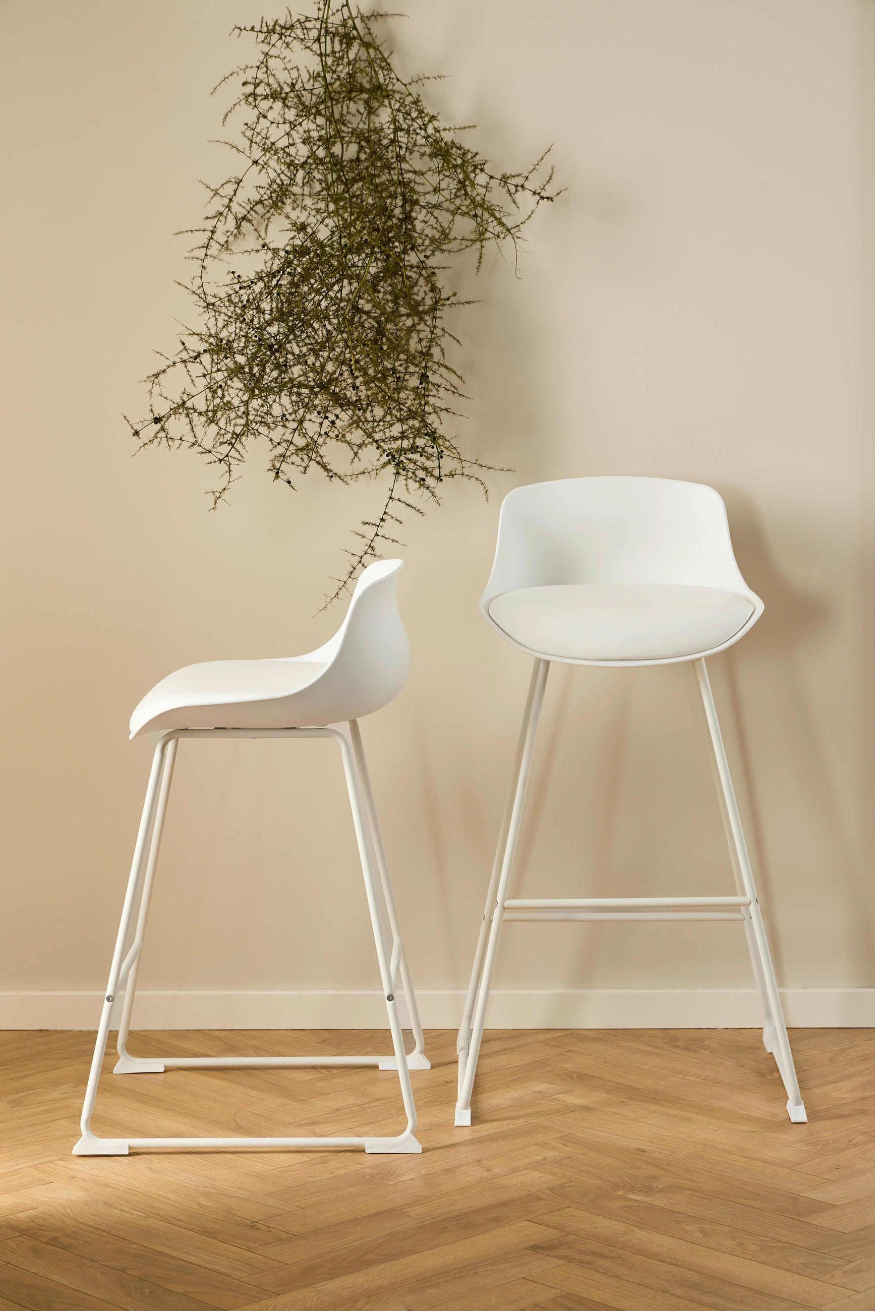 BARHOCKER Lederlook Weiß  - Weiß, Design, Kunststoff/Textil (50/84/49cm) - MID.YOU