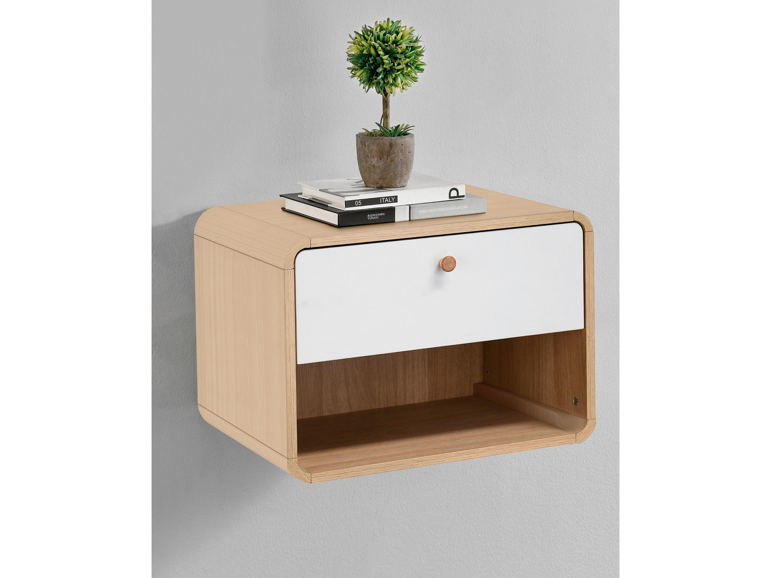 NACHTTISCH 51/39/37 cm  - Eichefarben/Weiß, Design, Holz/Holzwerkstoff (51/39/37cm) - MID.YOU